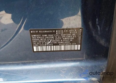 2018 Volkswagen Golf Sportwagen Tsi S/Tsi Se z USA, uszkodzony, nr VIN 3VWD17AU9JM762053